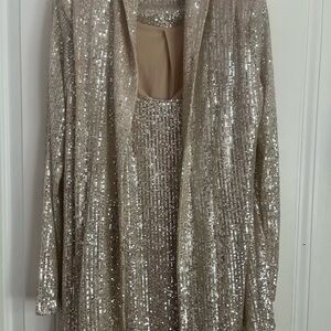 Fashion Nova Sequin Mini Dress in Silver